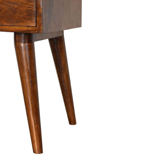 Sunvega Modern Chestnut Solid Wood Bedside Table with Drawer and Open Slot