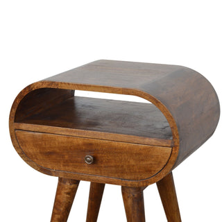 Sunvega Timeless Elegance Functional Chestnut Circular Open Bedside Table with Drawer