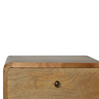 Sunvega Curved Oak-ish Bedside Table with Clean Lines and Contemporary Aesthetic