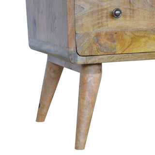 Sunvega Curved Oak-ish 3-Drawer Chest with Nordic Legs in Light Brown