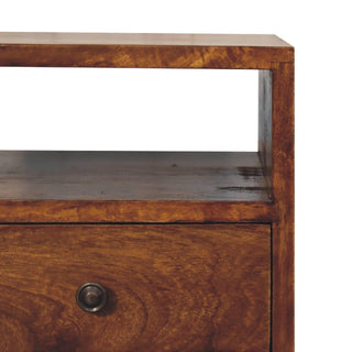 Sunvega Solid Wood Mini Classic Chestnut Bedside Table with 2 Drawers