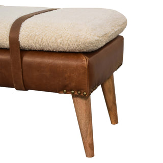 Sunvega Buffalo Hide Leather Bench with Clean Lines and Contemporary Aesthetic for Any Room