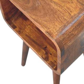 Sunvega Solid Mango Wood Open Compartment Bedside Table with 4 Tapered Legs