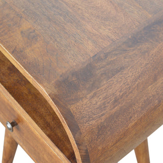 Sunvega Timeless Elegance Functional Chestnut Circular Open Bedside Table with Drawer