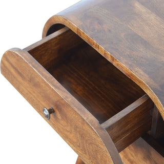 Sunvega Timeless Elegance Solid Wood Chestnut Circular Nightstand with 2-Drawers