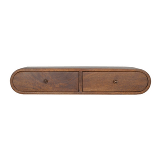 Sunvega Timeless Elegance Solid Wood Floating London Console with 2-Drawers in Chestnut Brown