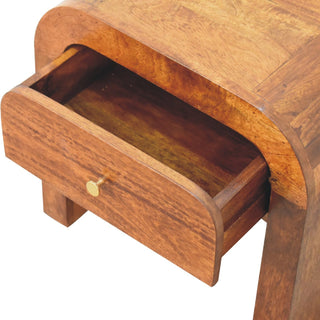 Sunvega Chestnut Brown Solid Wood Darcy Bedside Table with One Drawer