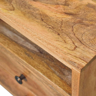 Sunvega Mini Classic Oak-ish Nightstand with Two Drawers and Nordic Legs