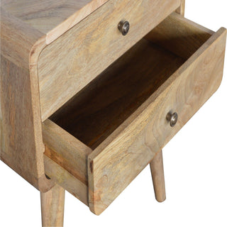 Sunvega Curved Oak-ish Bedside Table with Clean Lines and Contemporary Aesthetic
