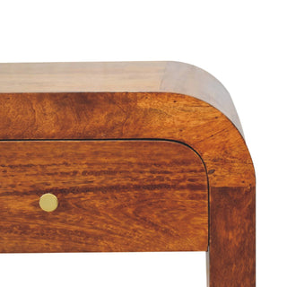 Sunvega Chestnut Brown Solid Wood Darcy Bedside Table with One Drawer