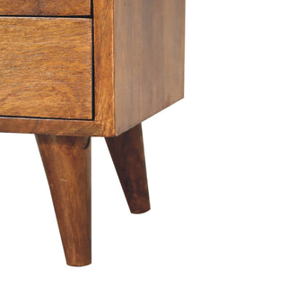 Sunvega Solid Wood Mini Classic Chestnut Bedside Table with 2 Drawers