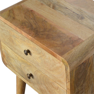 Sunvega Curved Oak-ish Bedside Table with Clean Lines and Contemporary Aesthetic