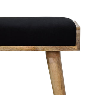 Sunvega Black Upholstered Velvet Tray Style Footstool in Timeless Light Brown