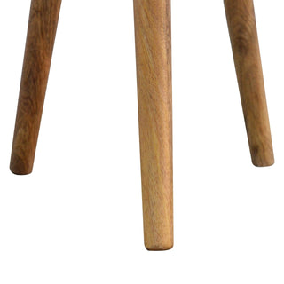 Sunvega Solid Mango Wood Tripod Stool with Black and White Bone Inlay Top