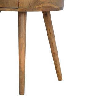 Sunvega Oak Circular Shaped Bedside Table with One Drawer for Home Decor