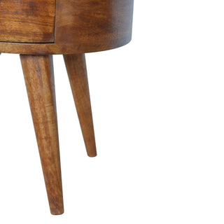Sunvega Functional and Stylish Brown Chestnut Rounded Bedside Table with 2-Drawers