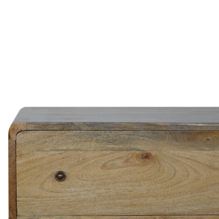 Sunvega Curved Oak-ish 3-Drawer Chest with Nordic Legs in Light Brown