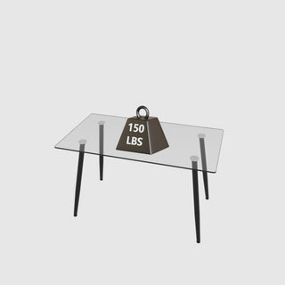 Sunvega Modern Minimalist 51" Rectangular Glass Dining Table for 4-6 with Tempered Tabletop