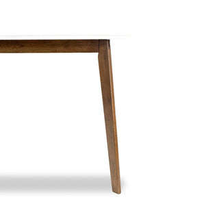 Sunvega Mid-Century Modern Solid Wood Dining Table with Brown Stain Finish