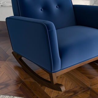 Sunvega Mid-Century Modern Solid Wood Rocking Chair with Microfiber Upholstery