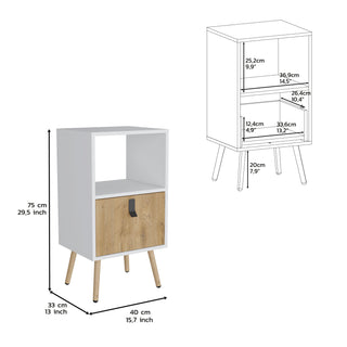 Sunvega Modern White Macadamia Tall Nightstand with Spacious Drawer and Open Storage