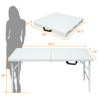 Sunvega 6ft Portable Folding Plastic Table with Waterproof Tabletop and Carry Handle