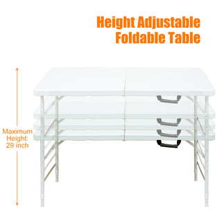 Sunvega 6ft Portable Folding Plastic Table with Waterproof Tabletop and Carry Handle