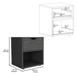 Sunvega Light Gray Nightstand End Table with Drawer and Open Shelf