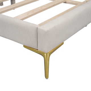 Sunvega Modern Upholstered Twin Daybed with Headboard Armrest Linen Fabric
