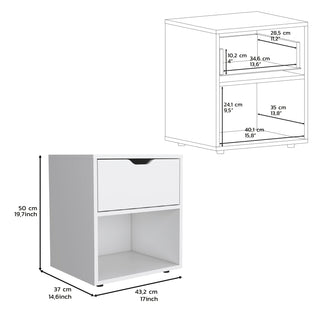 Sunvega 19.7 Inch High Nightstand End Table with Drawer and Open Shelf