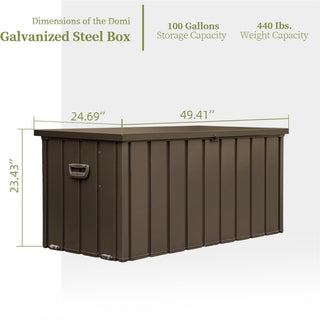 Sunvega 120 Gallon All-Weather Waterproof Lockable Outdoor Metal Storage Box with Wheels