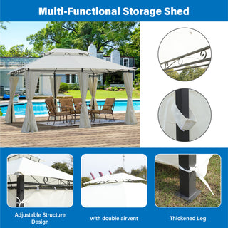 Sunvega 13x10 Outdoor Gazebo with Double Roof Mosquito Net for Patio Garden