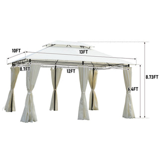 Sunvega 13x10 Outdoor Gazebo with Double Roof Mosquito Net for Patio Garden