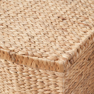 Sunvega Natural Brown Water Hyacinth Woven Storage Trunk with Handles for Organization