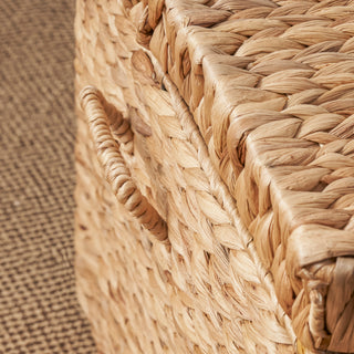 Sunvega Natural Brown Water Hyacinth Woven Storage Trunk with Handles for Organization