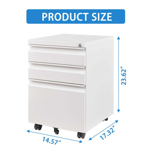 Sunvega 2 Drawer Mobile File Cabinet with Lock for Legal Letter A4 Size