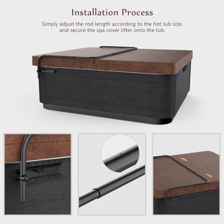 Sunvega Universal Side Mounted Hot Tub Cover Lift with Adjustable Aluminum Brackets