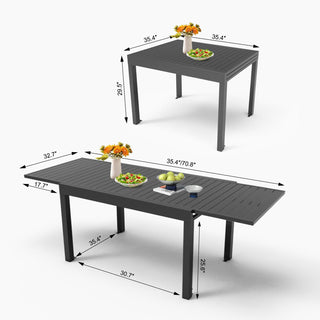 Sunvega Expandable Aluminum Patio Dining Table with E-Coating for 4-6 Person