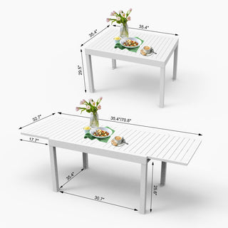 Sunvega Expandable Aluminum Patio Dining Table with E-Coating for 4-6 Person