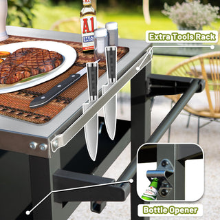 Sunvega Outdoor Grill Table with Wheels Stainless Steel Tabletop for Blackstone Griddle