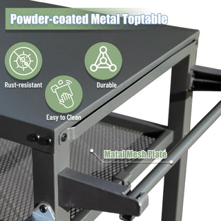 Sunvega Outdoor Grill Table with Wheels Stainless Steel Tabletop for Blackstone Griddle