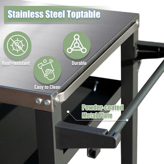 Sunvega Outdoor Grill Table with Wheels Stainless Steel Tabletop for Blackstone Griddle