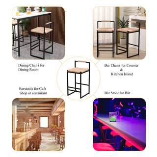 Sunvega Set of 2 Modern Paper Rope Woven Counter Height Dining Chairs with Back