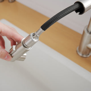 Sunvega Single Handle Kitchen Sink Faucet with Pull Out Sprayer and Deck Plate