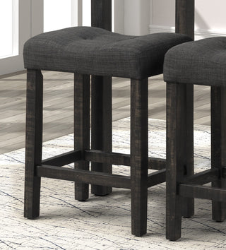 Sunvega Gray Saddle Stool Set with Button Tufted Contoured Seat and Footrests