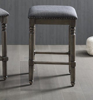 Sunvega Rustic Chic Upholstered Swivel Counter Height Stool Set of 2