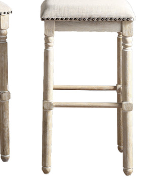 Sunvega Rustic Chic Tan Upholstered Counter Height Stool Set of 2