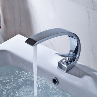 Sunvega Single Handle Waterfall Basin Faucet for Bathroom Sink in Chrome