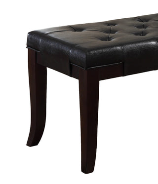 Sunvega Tufted Faux Leather Upholstered Bench with Tapered Hardwood Legs