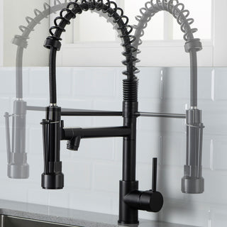 Sunvega Matte Black Commercial Kitchen Faucet with Pull Down Sprayer
